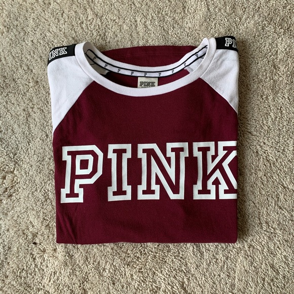 PINK Victoria's Secret Tops - Maroon PINK short sleeve shirt